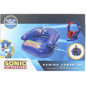 Sonic Blow Up Chair W Headset Gaming Set - Sonic Chair W Headset Product Shot - aa Global - EL0928